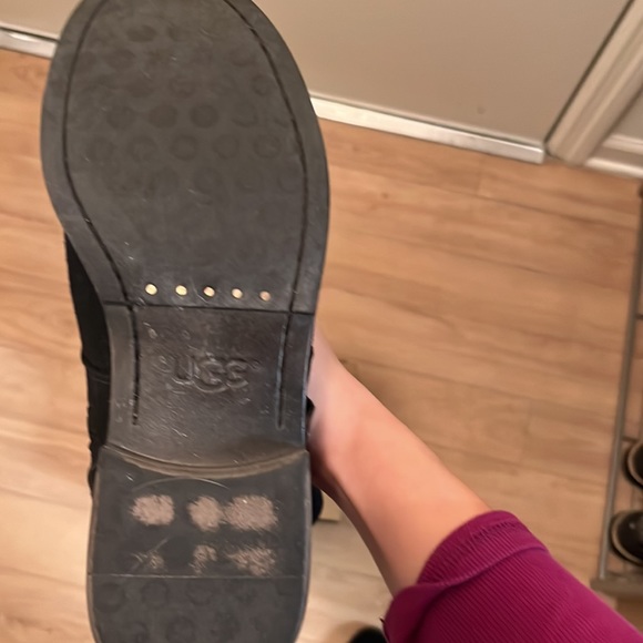 Women’s Black UGG Suede Combat Boots, Size 8 - Picture 6 of 7